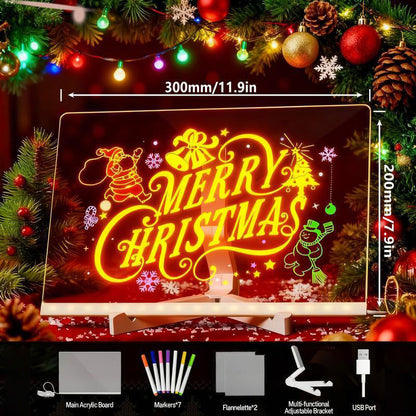 🔥🔥Last Day 50% OFF 🔥🔥 |Led Drawing Board For Kids-Acrylic Dry Erase Light-Up Board with Stand Markers Wipes Spray Bottle