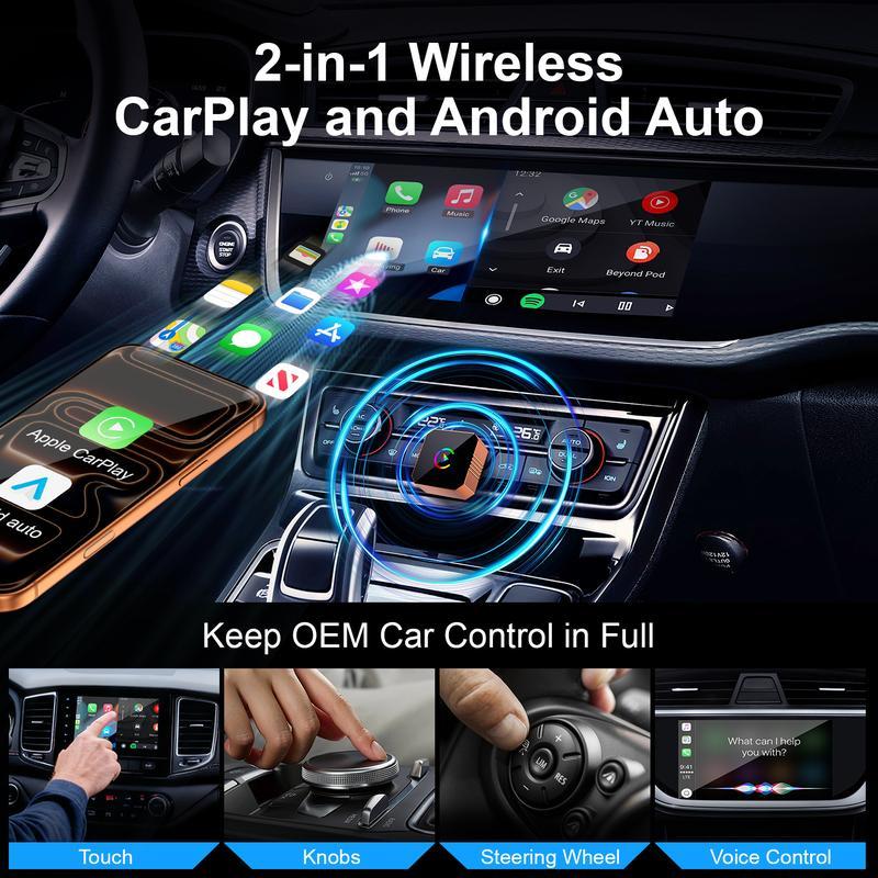 ⏰LAST CHANCE! Buy 2 Get 1 FREE!🔥 Wireless CarPlay & Android Auto Adapter – Fast Bluetooth 5.3, Zero Delay, Hands-Free Calling, USB-C Charging