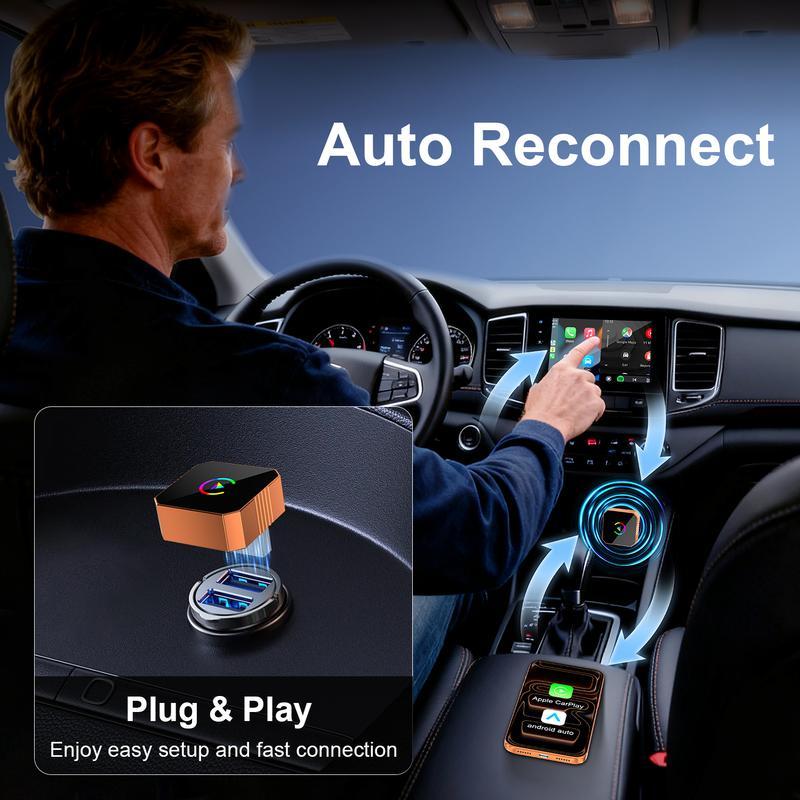 ⏰LAST CHANCE! Buy 2 Get 1 FREE!🔥 Wireless CarPlay & Android Auto Adapter – Fast Bluetooth 5.3, Zero Delay, Hands-Free Calling, USB-C Charging