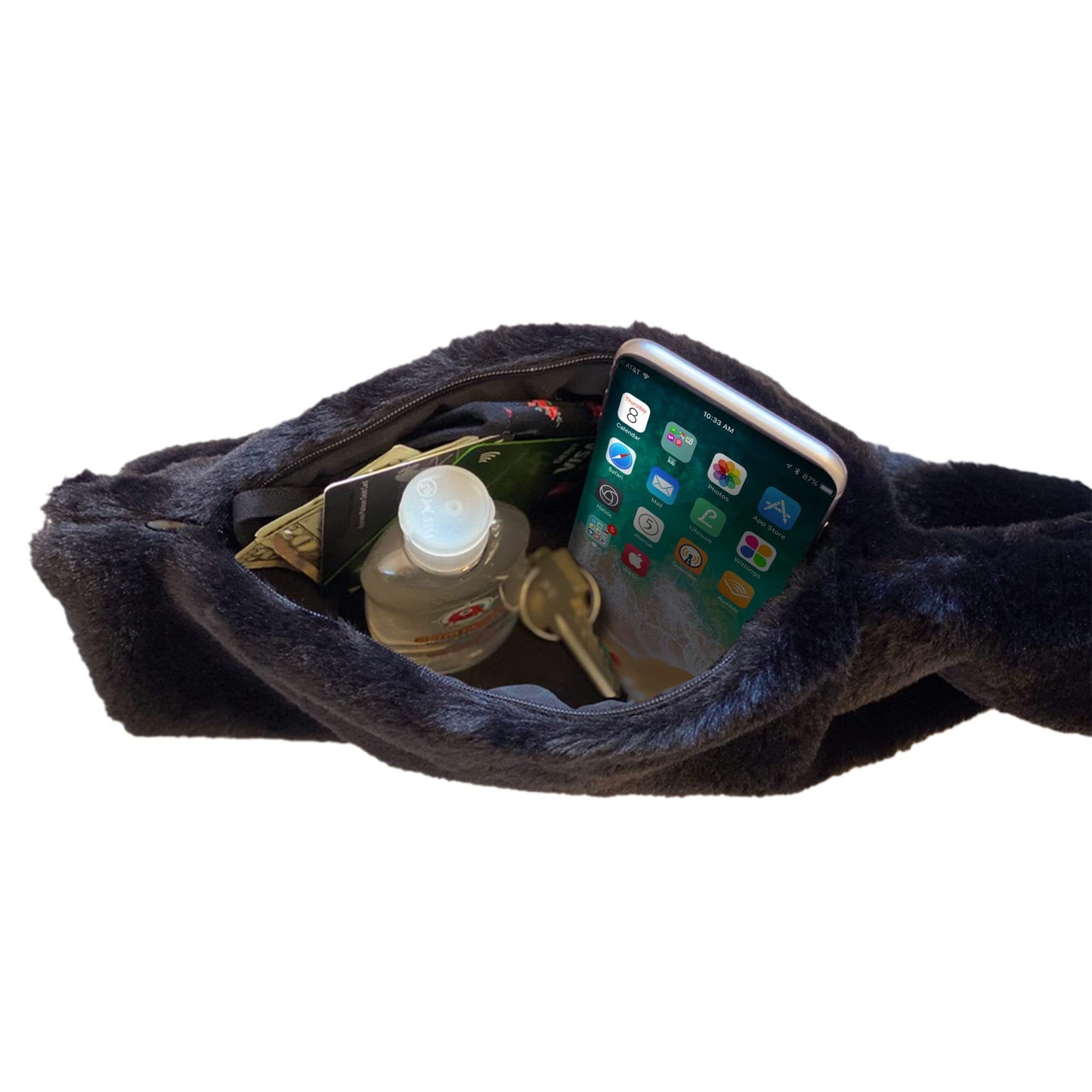 Secret Stash Fuzzy Neck Wrap with Concealed Pouch 😎