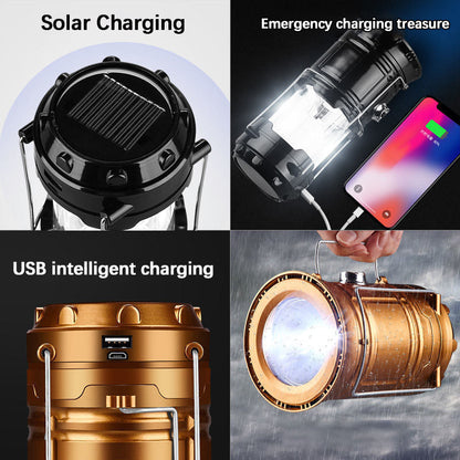 Solar + USB 2-in-1 Collapsible LED Camping Lantern – lightweight & waterproof